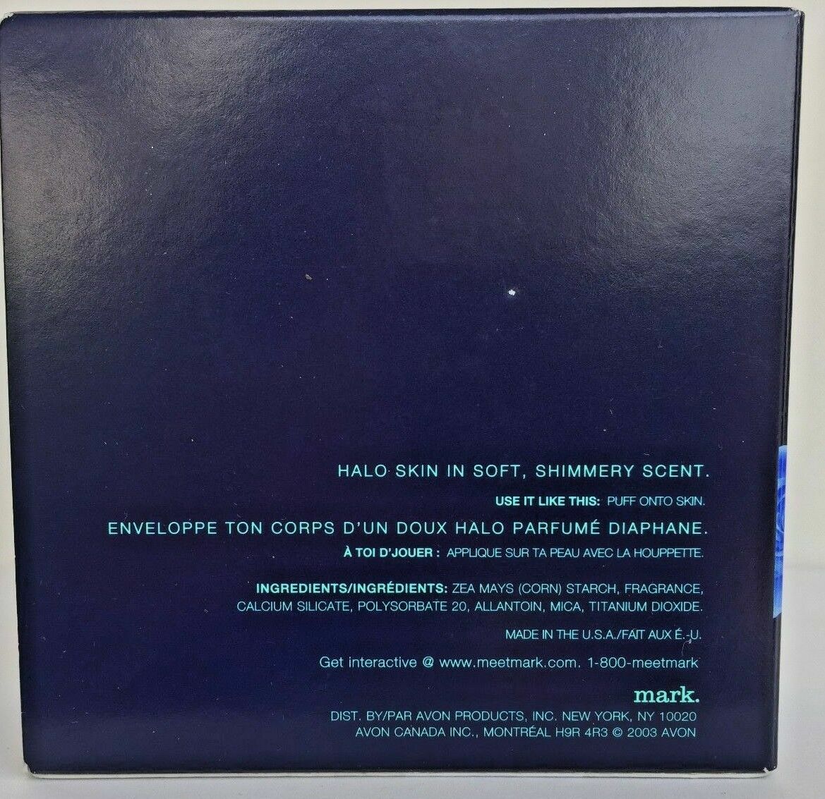 Avon Garden Blu Shimmer Puff - Discontinued Stock, Sealed Packaging