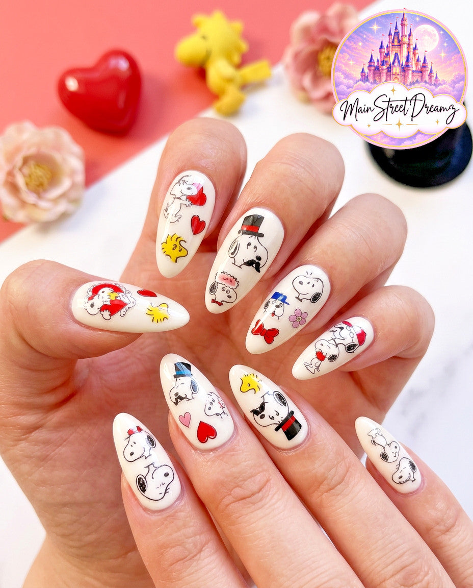 Snoopy Valentines Day 3D Nail Art Stickers - Peanuts Nail Decals