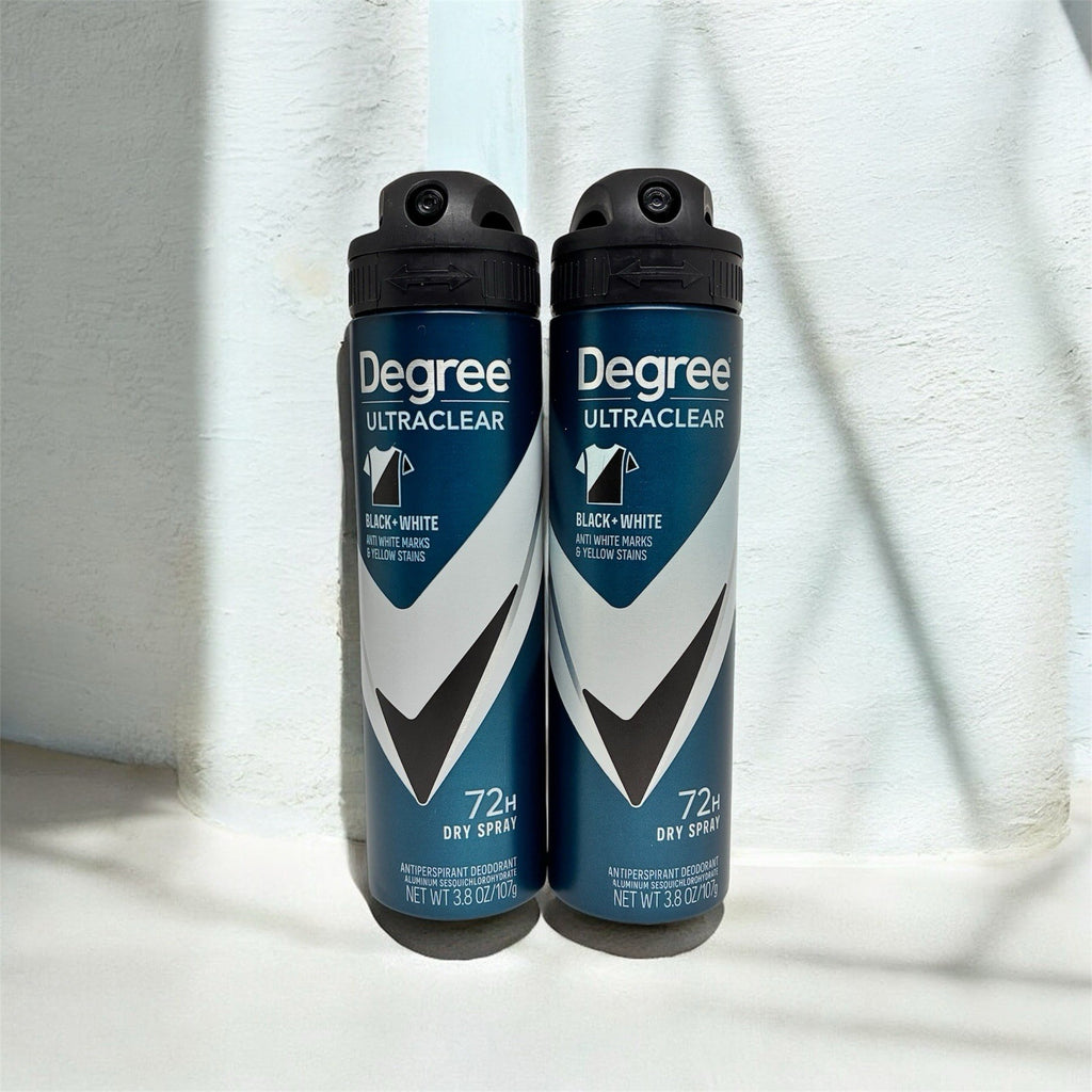 Degree UltraClear Men Antiperspirant Deodorant Dry Spray Black White 3.8oz 2-Pack