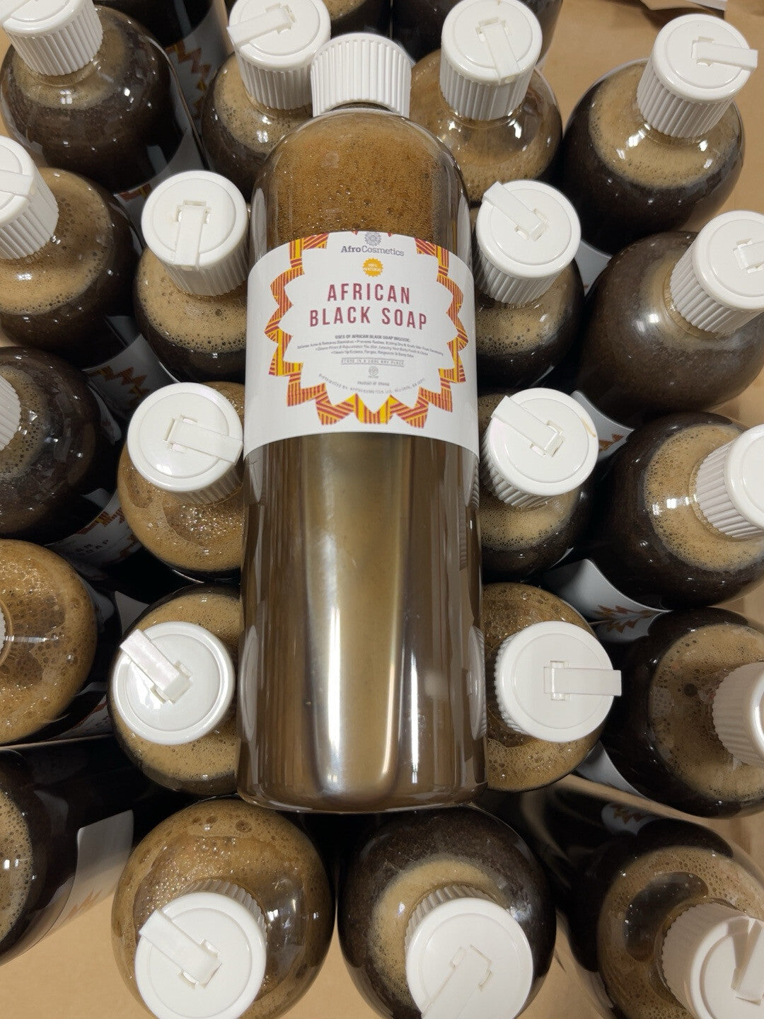 Organic African Black Soap Liquid for Body & Face - Unrefined Vegan Skin Cleanser
