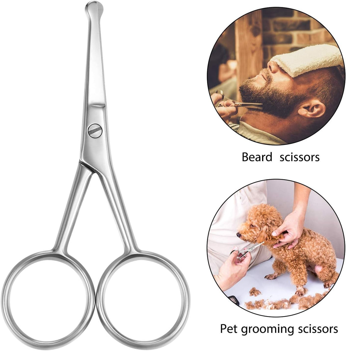Travel Stainless Steel Nose Hair Scissors Set with 3 Rounded Tips