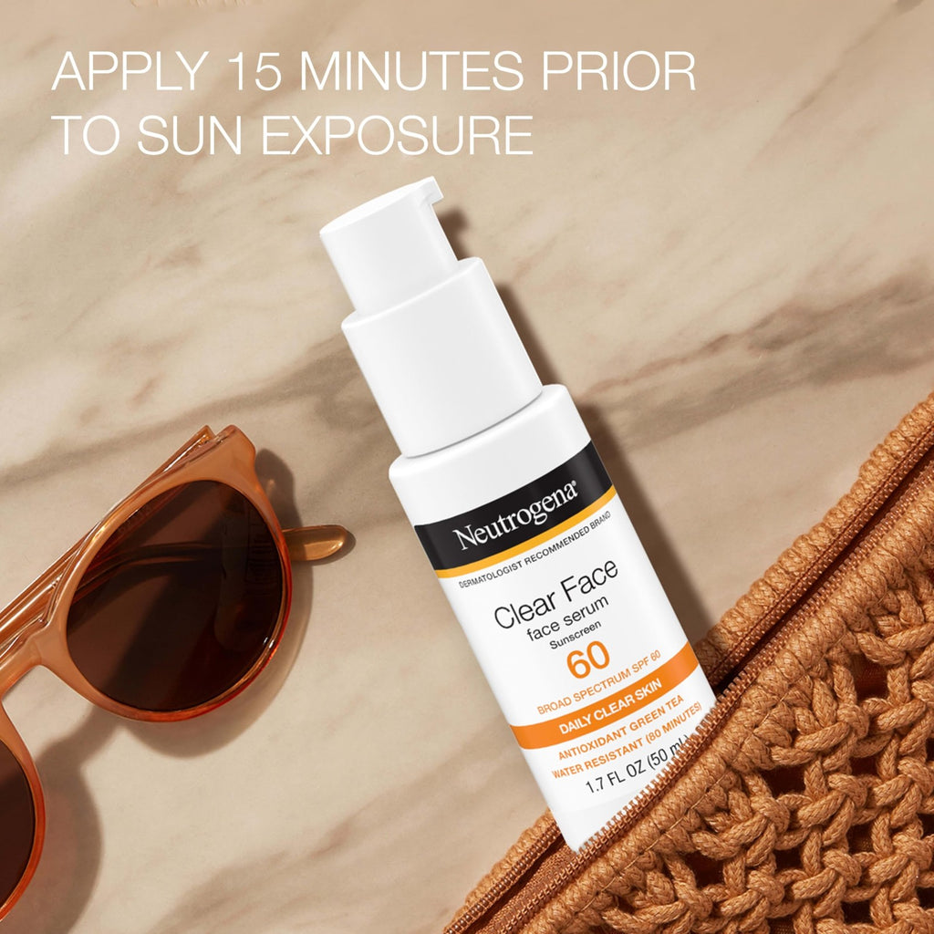 Broad Spectrum SPF 60 Face Sunscreen Serum with Green Tea - Lightweight & Non-Greasy