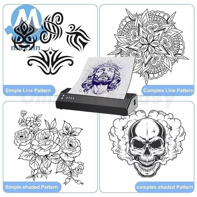 Wireless Tattoo Printer with 20 Sheets stencil paper USB Rechargeable