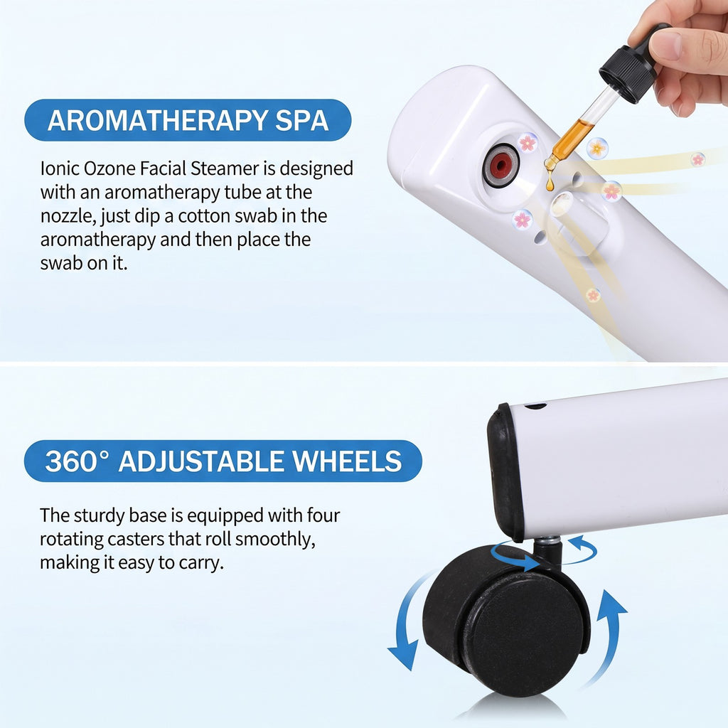 Facial Steamer with 360° Rotatable Nozzle for Skin Hydration and Pore Cleansing
