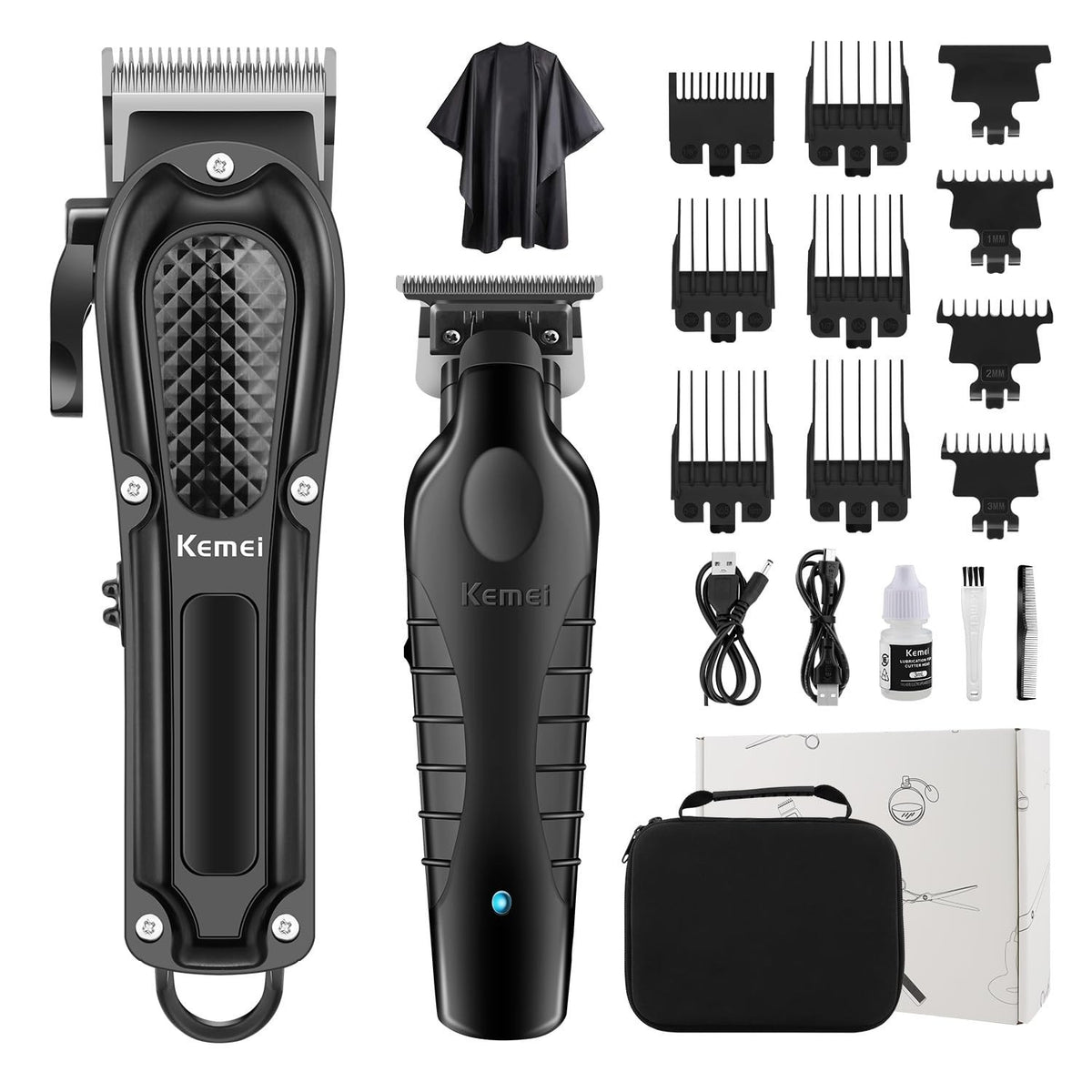 Cordless Rechargeable Hair Clippers Set for Men - Professional Barber Grooming Kit