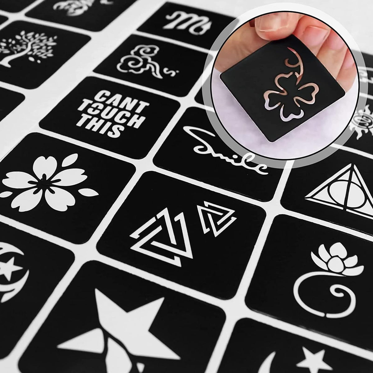 12 Sheets Temporary Tattoo Stencil Kit for Face & Body Art