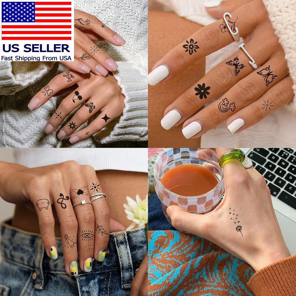 630 Pcs Finger & Hand Temporary Tattoos for Women - Realistic Small Designs