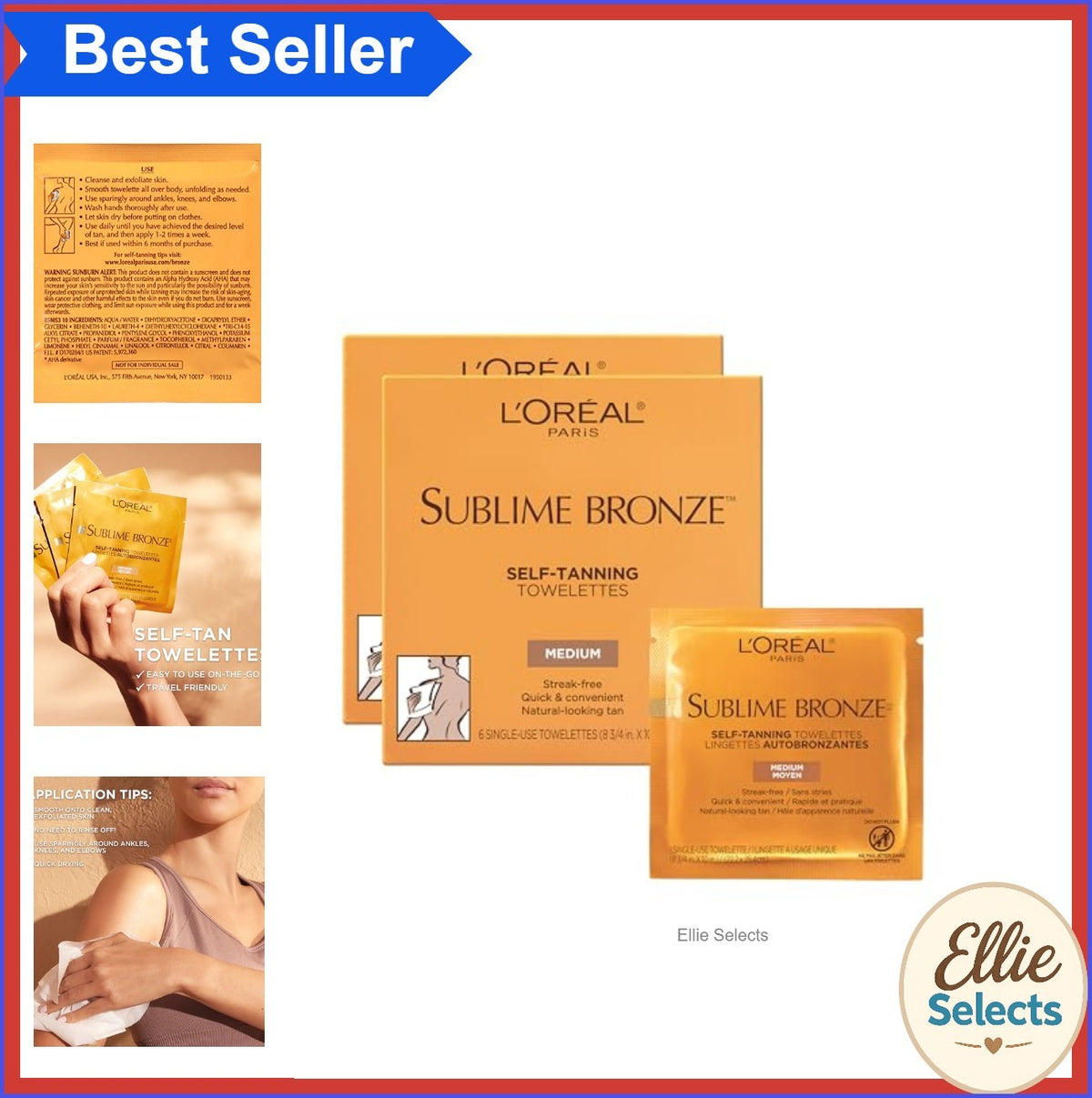 Self Tanning Wipes - 6 Count Streak-Free Sunless Tan for All Skin Tones