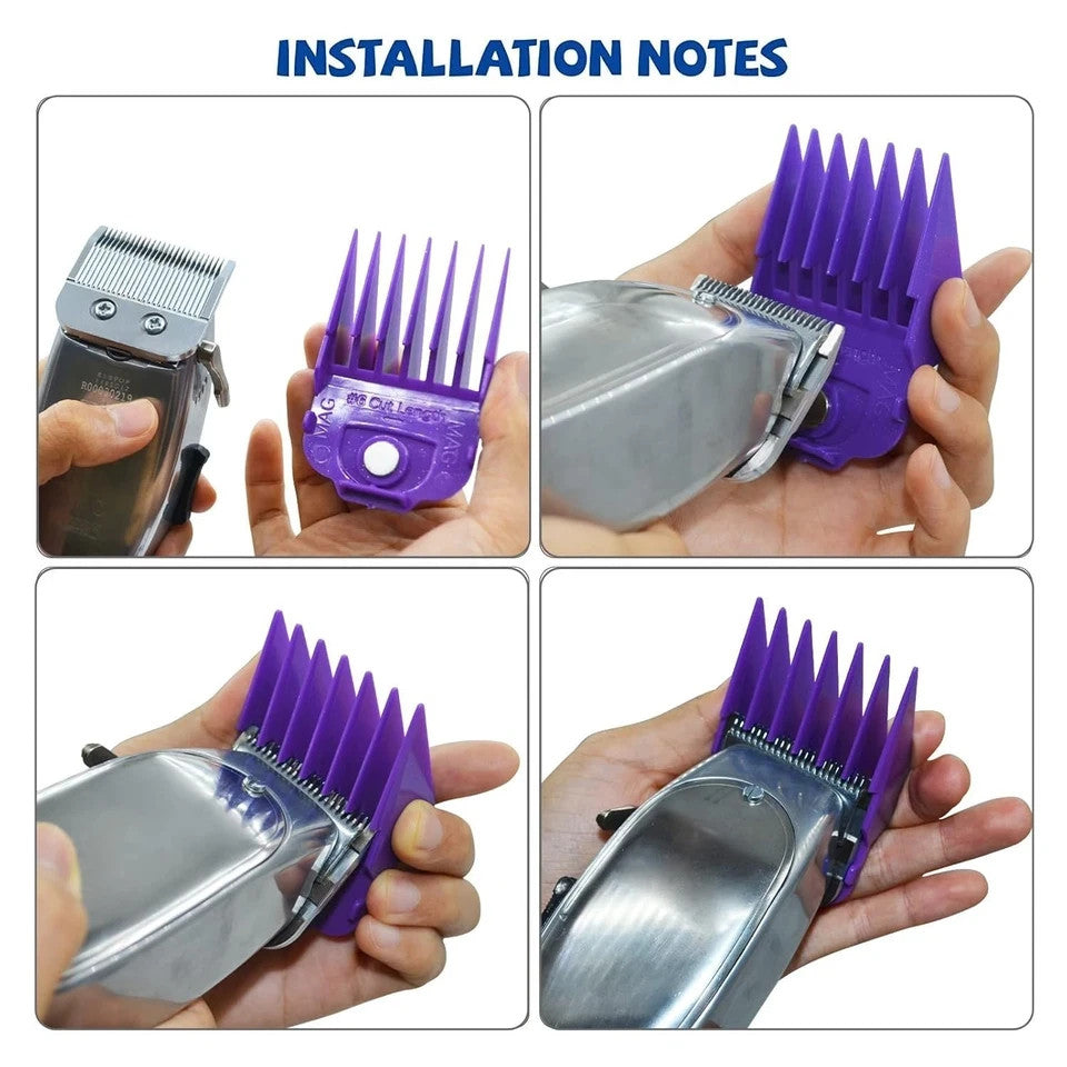 Magnetic Clipper Guard Set for Andis Master Hair Clippers - 10 Sizes, Purple