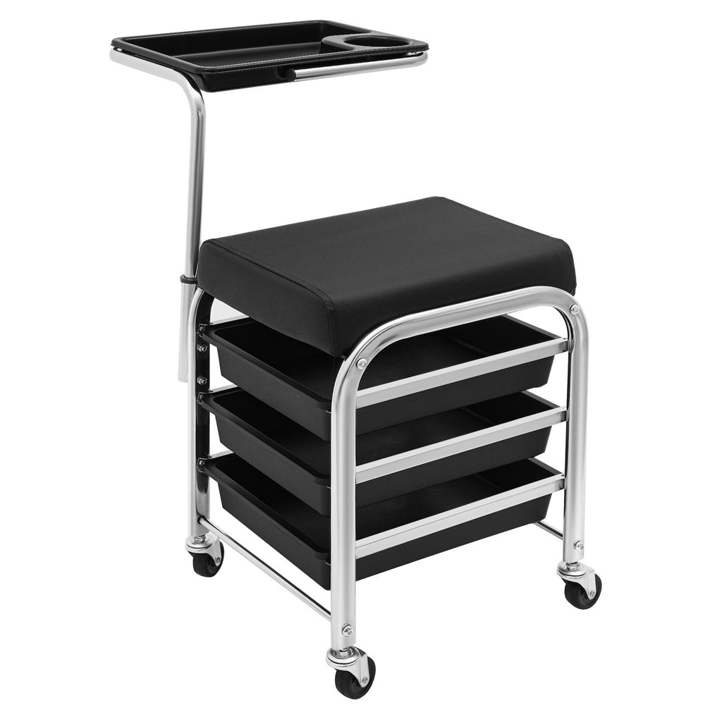 Manicure & Pedicure Tool Storage Cart with Adjustable Tray and Casters