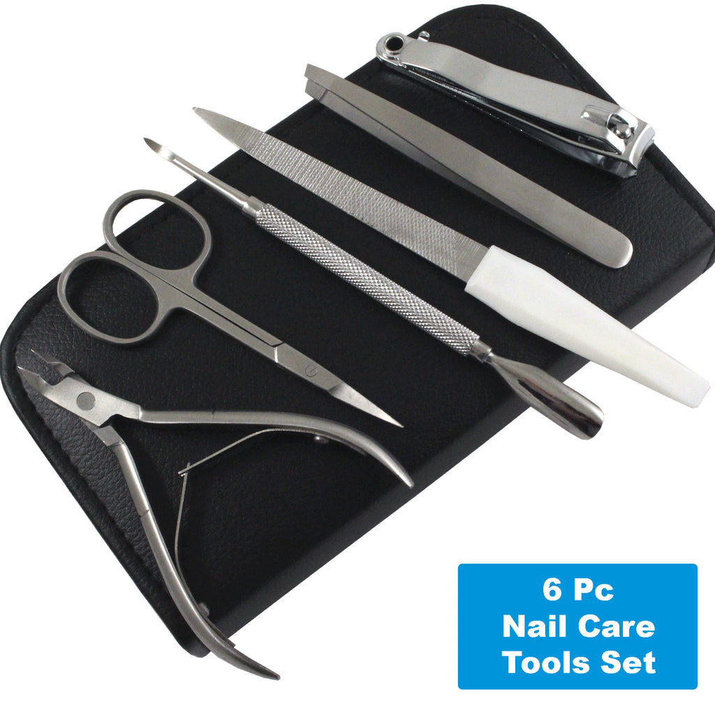 6-Piece Manicure and Pedicure Nail Tool Set with Case - Stainless Steel