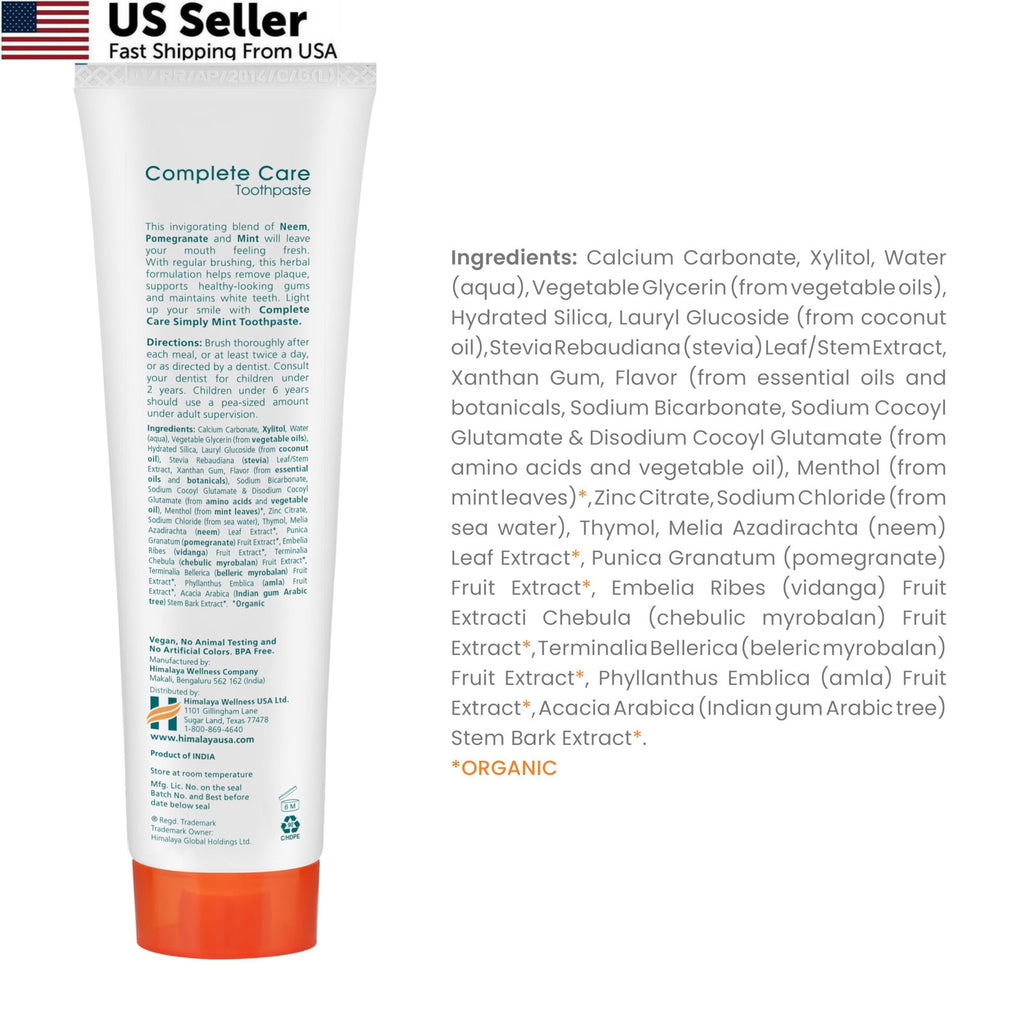Herbal Toothpaste with Neem & Pomegranate - Fluoride-Free, 5.29oz