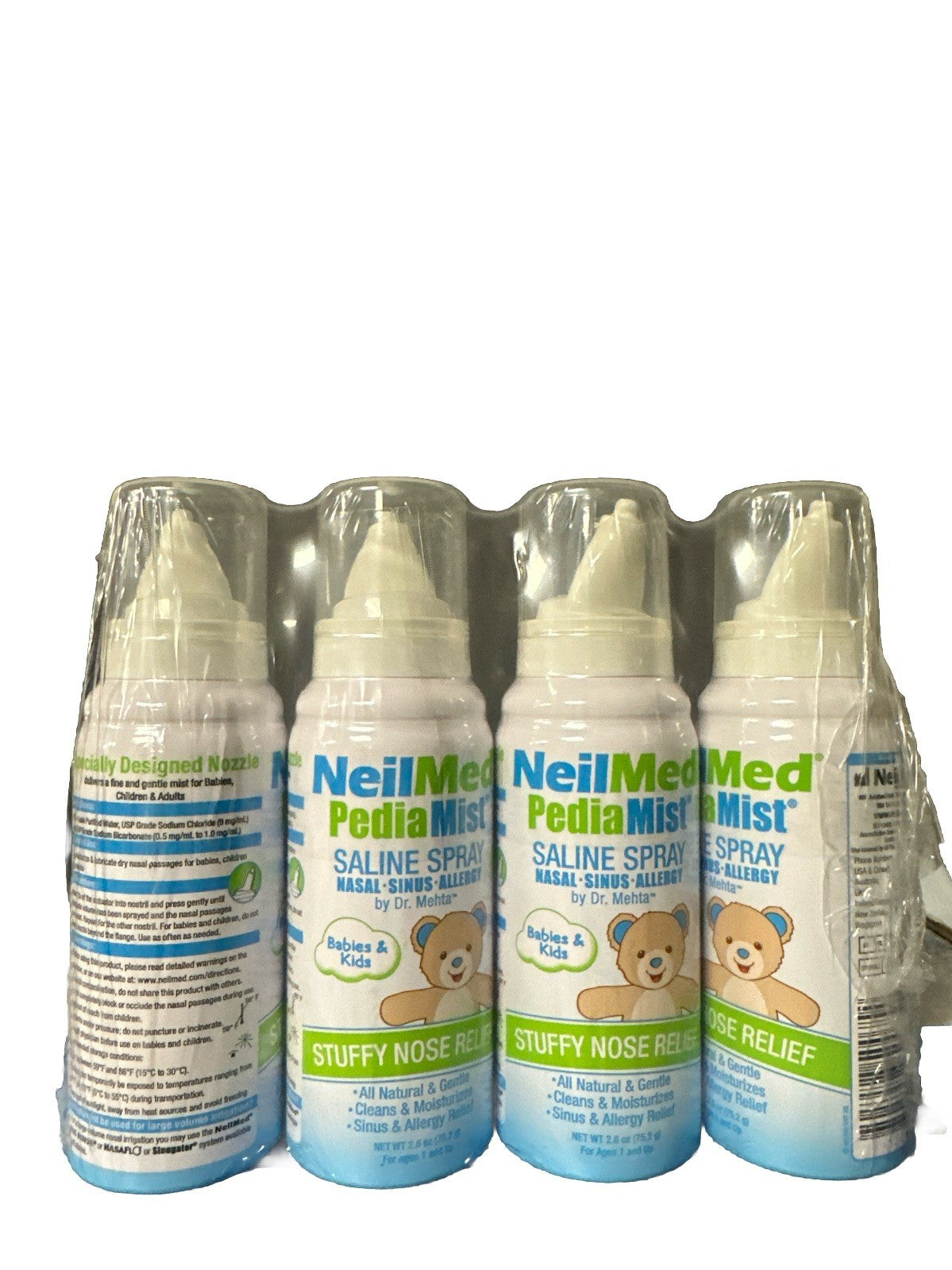 Pediatric Saline Nasal Spray Pack of 4 - Gentle Moisturizing for Kids & Babies