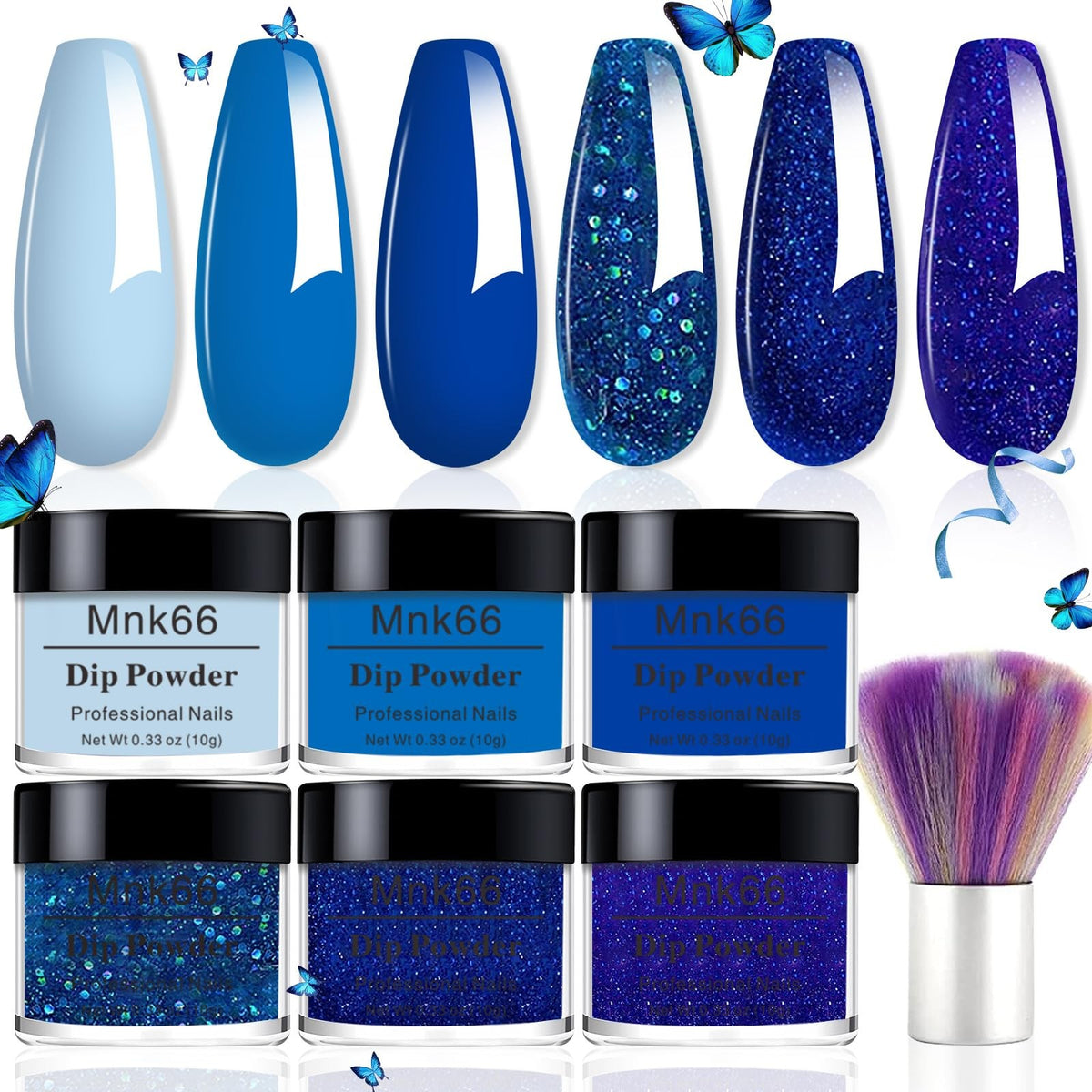 6 Colors Dip Powder Set for Nails - Glitter Glossy Nail Polish Alternative