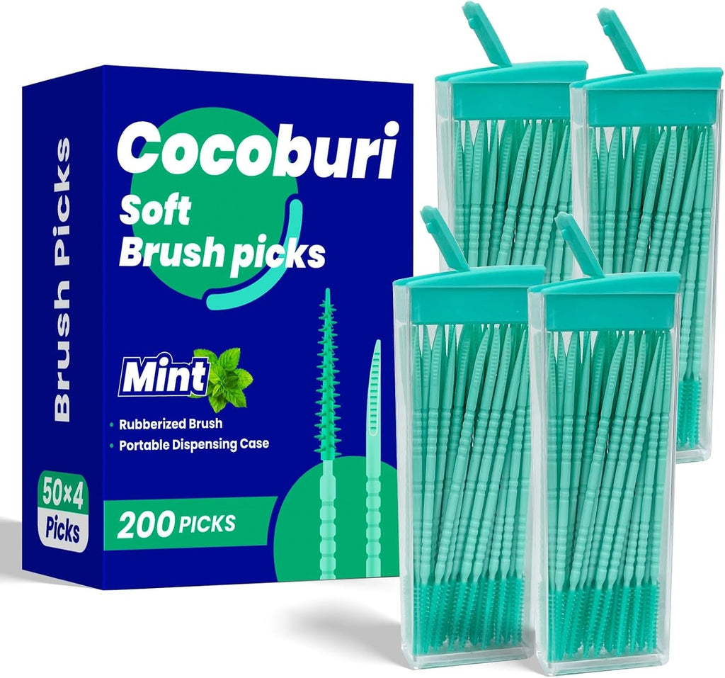 Soft Silicone Interdental Brushes and Dental Picks - 200 Count Family Pack