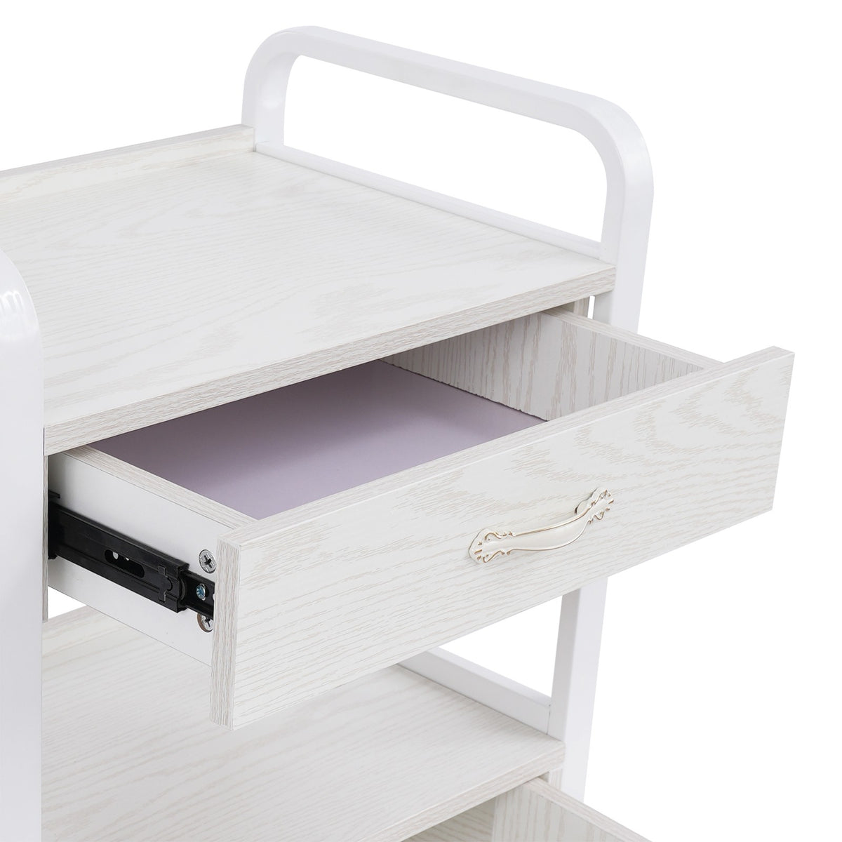 Salon Beauty Trolley Rolling Cart Storage Cabinet with Drawer - White