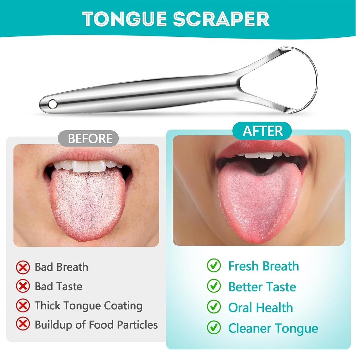 Stainless Steel Tongue Scraper Set with Travel Cases - Deep Clean Oral Care Tool