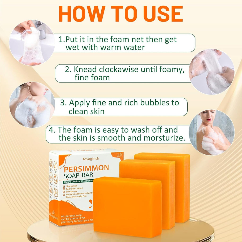 Natural Persimmon Soap Bar for Body Odor Control - Unisex Organic Deodorant