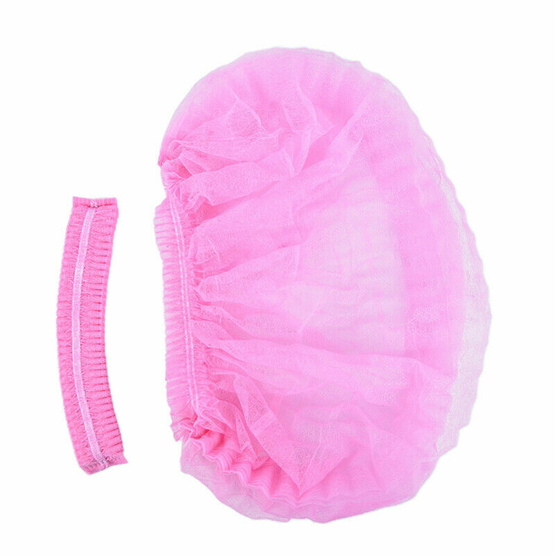 Pink Disposable Hair Net Bouffant Cap - 100 Pack for Kitchen & Medical Use