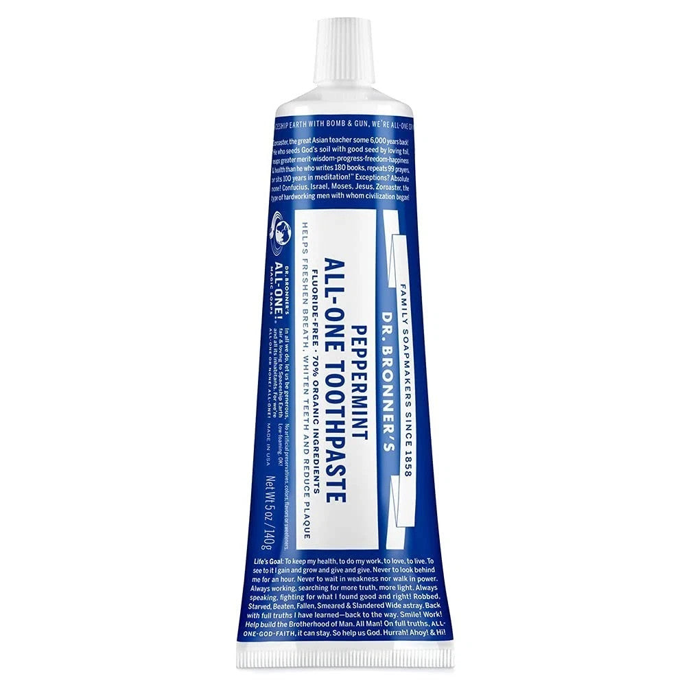 Natural Organic Peppermint Toothpaste - Fluoride & SLS Free, Pack of 6