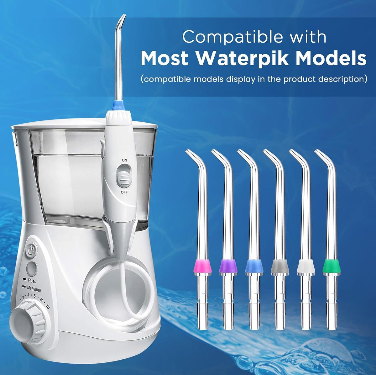 Waterpik Replacement Tips Set - 6 Color-Coded Water Flosser Heads