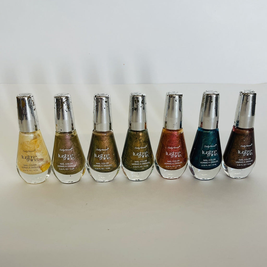 Set of 7 Shiny Multicolor Nail Polishes - Lustre Shine & Peeling Cap