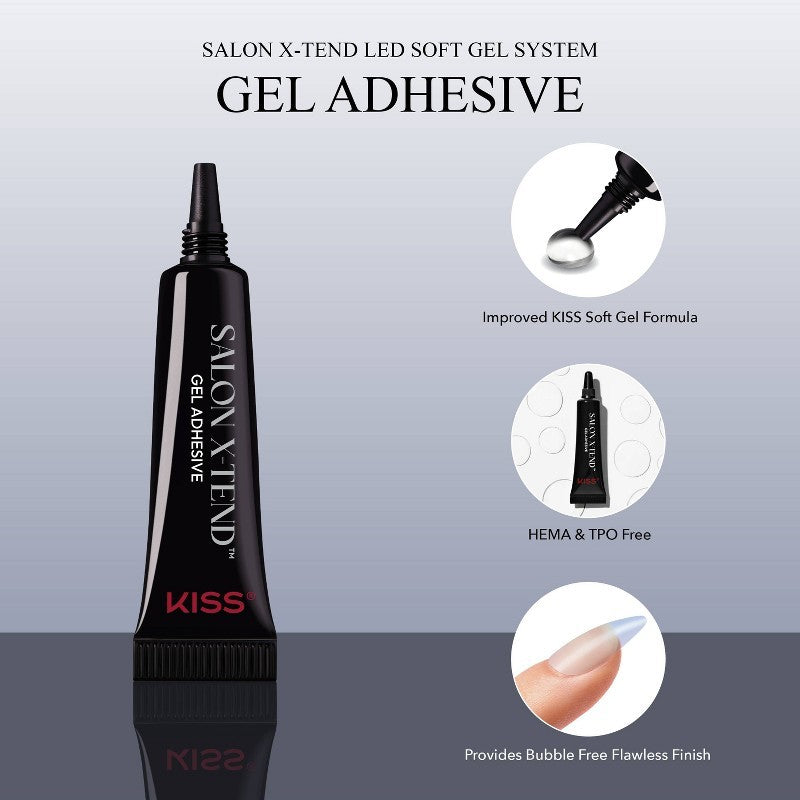 Gel Nail Kit with LED Lamp - Medium Oval Fake Nails, French Style, 34 Pieces