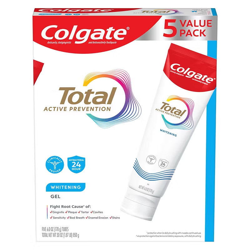 Whitening Gel Toothpaste Pack - Fluoride, Anti-Bacterial, Gental Surface Stain Removal
