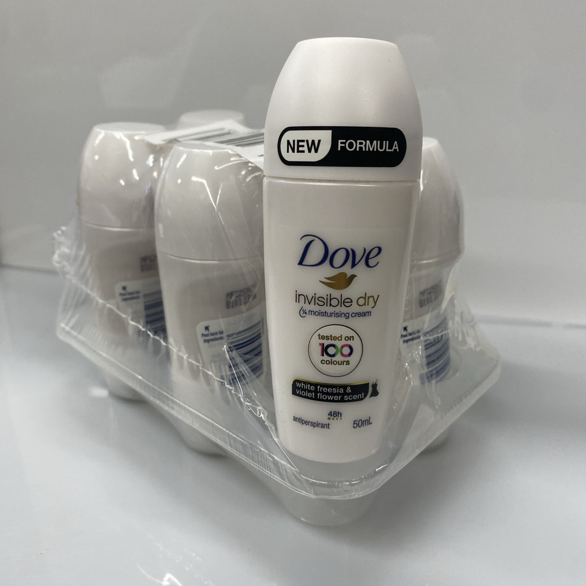 Dove Women’s Invisible Dry Roll-On Deodorant - White Freesia, 6 Pack, 50ml