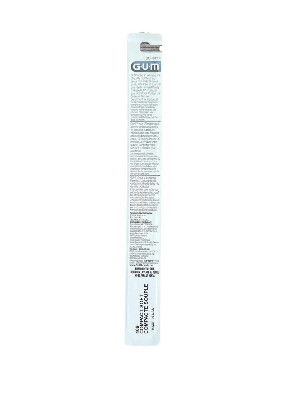GUM 409 Classic Compact Soft Toothbrush Set - 4 Rows with Rubber Tip