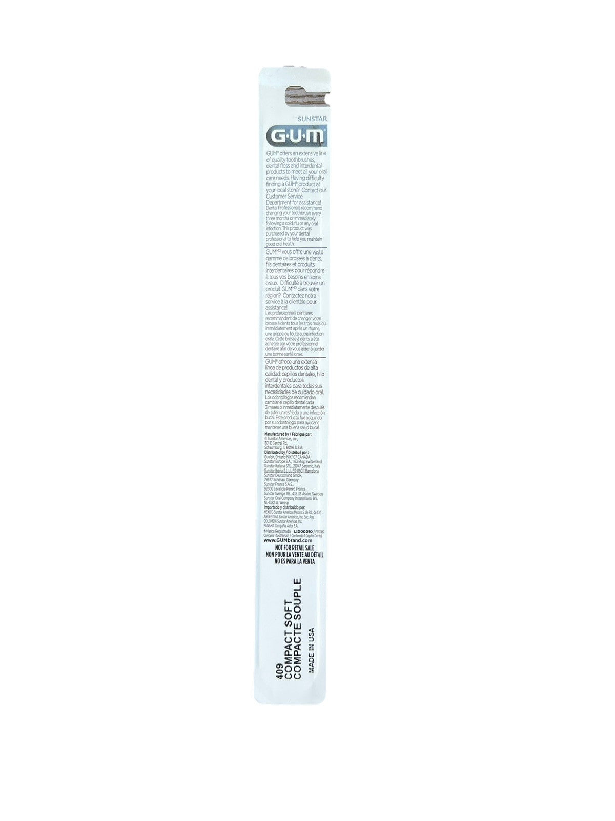 GUM 409 Classic Compact Soft Toothbrush Set - 4 Rows with Rubber Tip