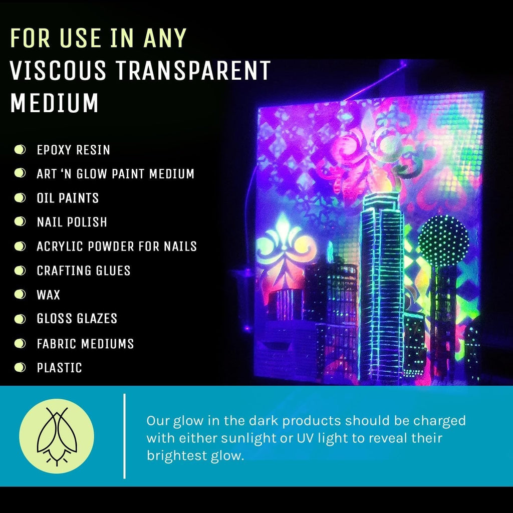 Glow in The Dark Pigment Powder - 30g Fluorescent & Neutral Colors for Art & Crafts