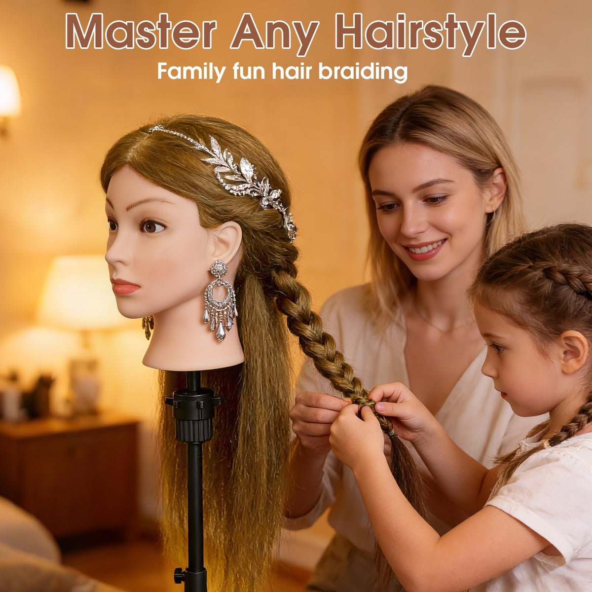 18 Inch Human Hair Mannequin Head for Hair Styling & Training Kit