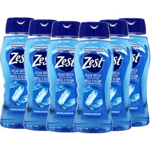 Zest Ocean Breeze Body Wash 18oz Pack of 6 – Refreshing Scent & Rich Lather