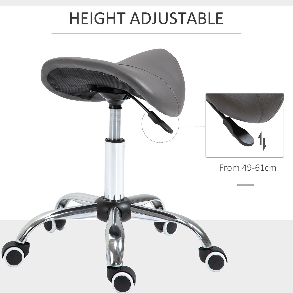 Adjustable Faux Leather Bar Stool with Chrome Legs and 360° Swivel