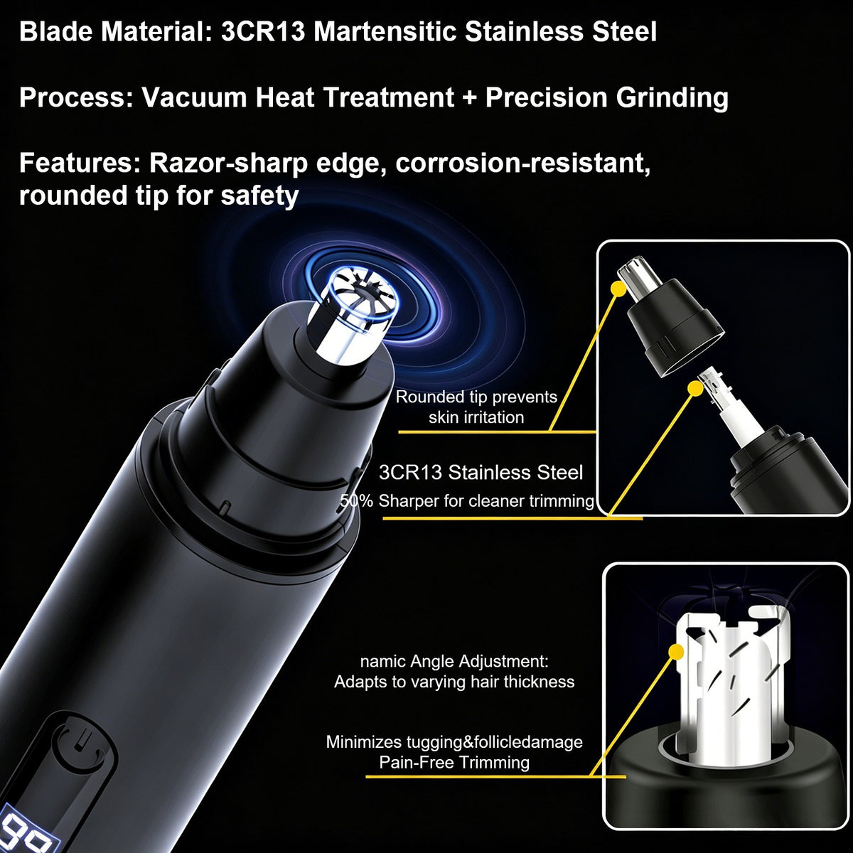 Men's Portable Nose Hair Trimmer - Waterproof, Multi-Function Grooming Device