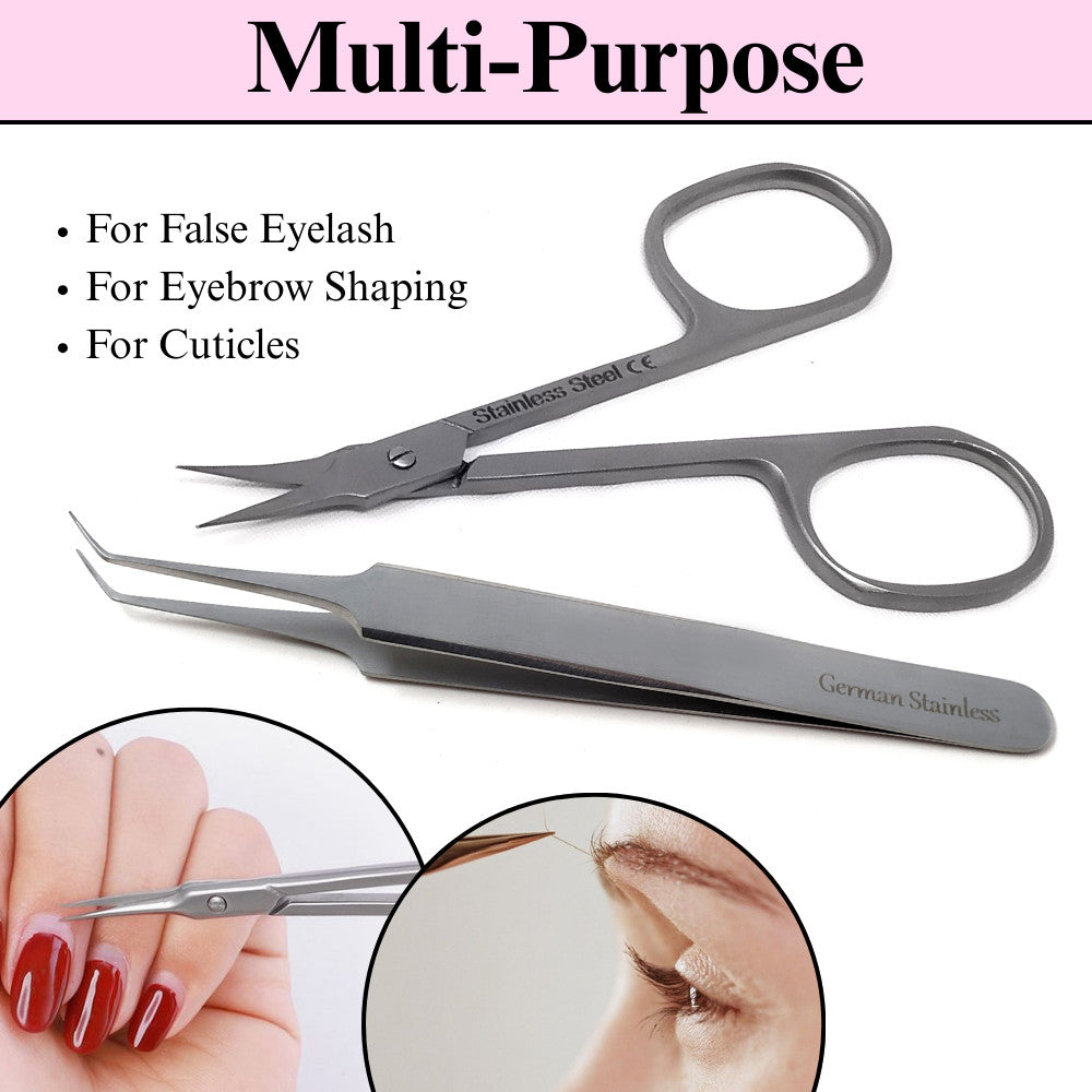 Salon Hair & Eyebrow Grooming Kit with Arrow Scissors & Tweezers