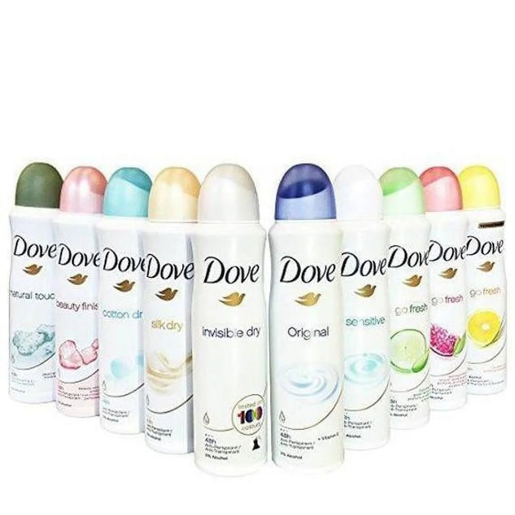 Dove Women Antiperspirant Deodorant Spray 150ML 10-Pack Assorted Scents
