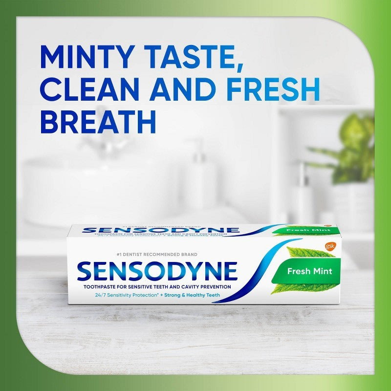 Sensodyne Fresh Mint Sensitivity Toothpaste 2 Pack – Cavity & Nerve Relief