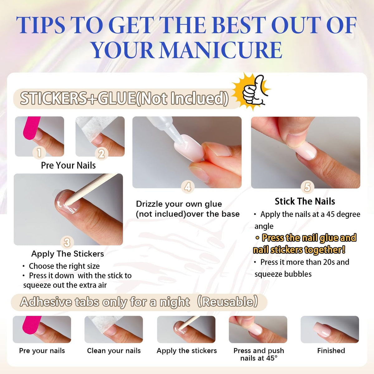 Short Nude Press On Nails with Chrome Finish - Pack of 24, Square Peach