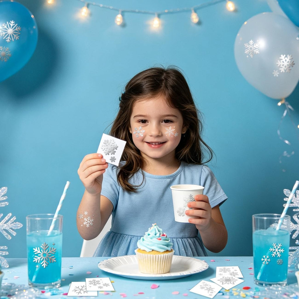 Glitter Silver Snowflake Temporary Tattoos – 140 Individual Sheets