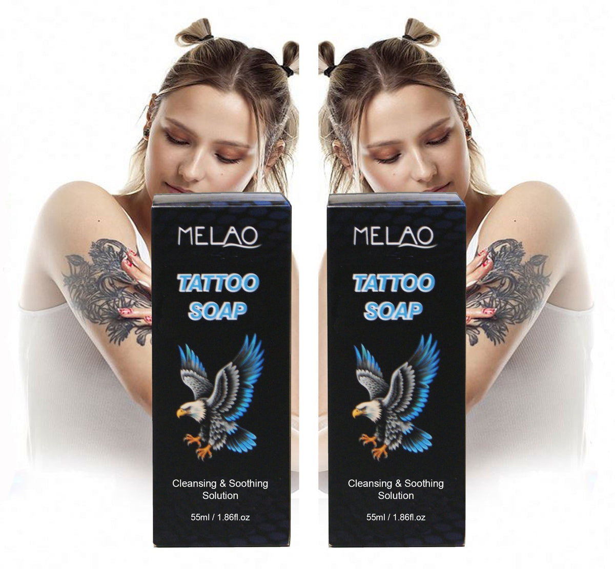 Tattoo Aftercare Cleaning Soap with Dispenser Bottle, 2-Pack