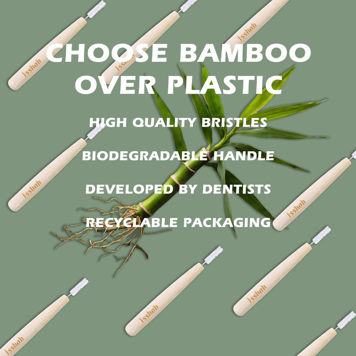 Biodegradable Bamboo Interdental Brushes Pack of 40 - Natural Tooth Cleaning