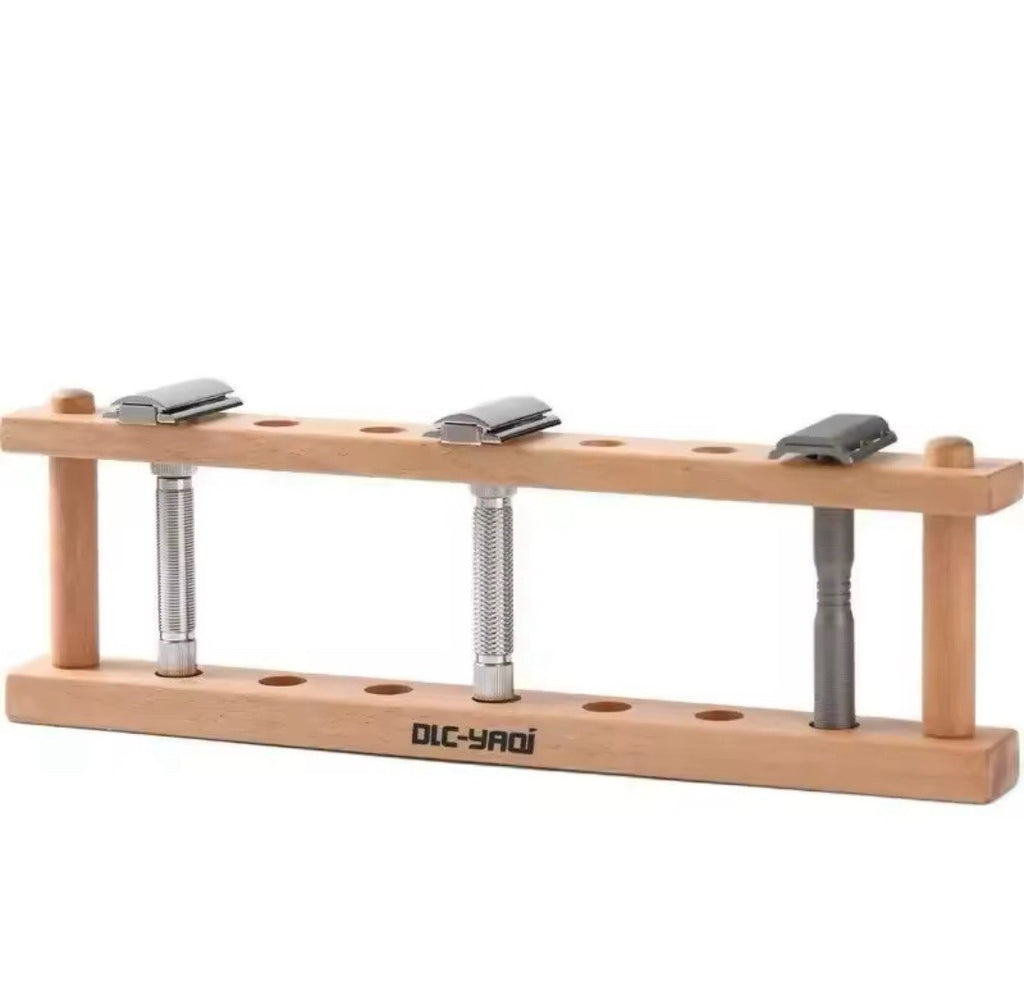 Wood Safety Razor Display Stand – 7 Holes, Countertop Storage for Razors