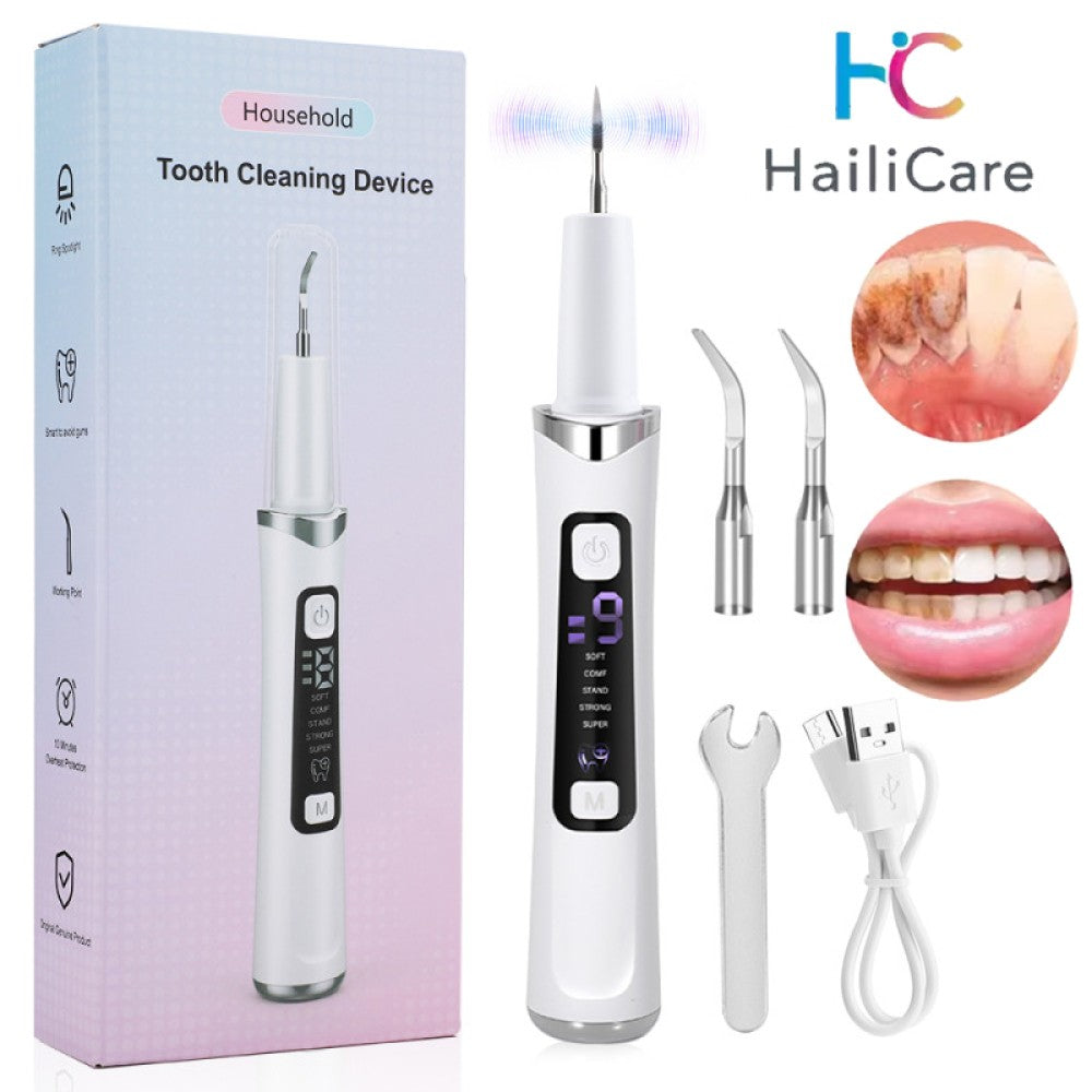Electric Ultrasonic Dental Scaler Tartar & Plaque Remover with LED Light