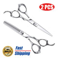 Professional Hair Cutting Scissors Set - Thinning & Barber Shears, 2 Pieces