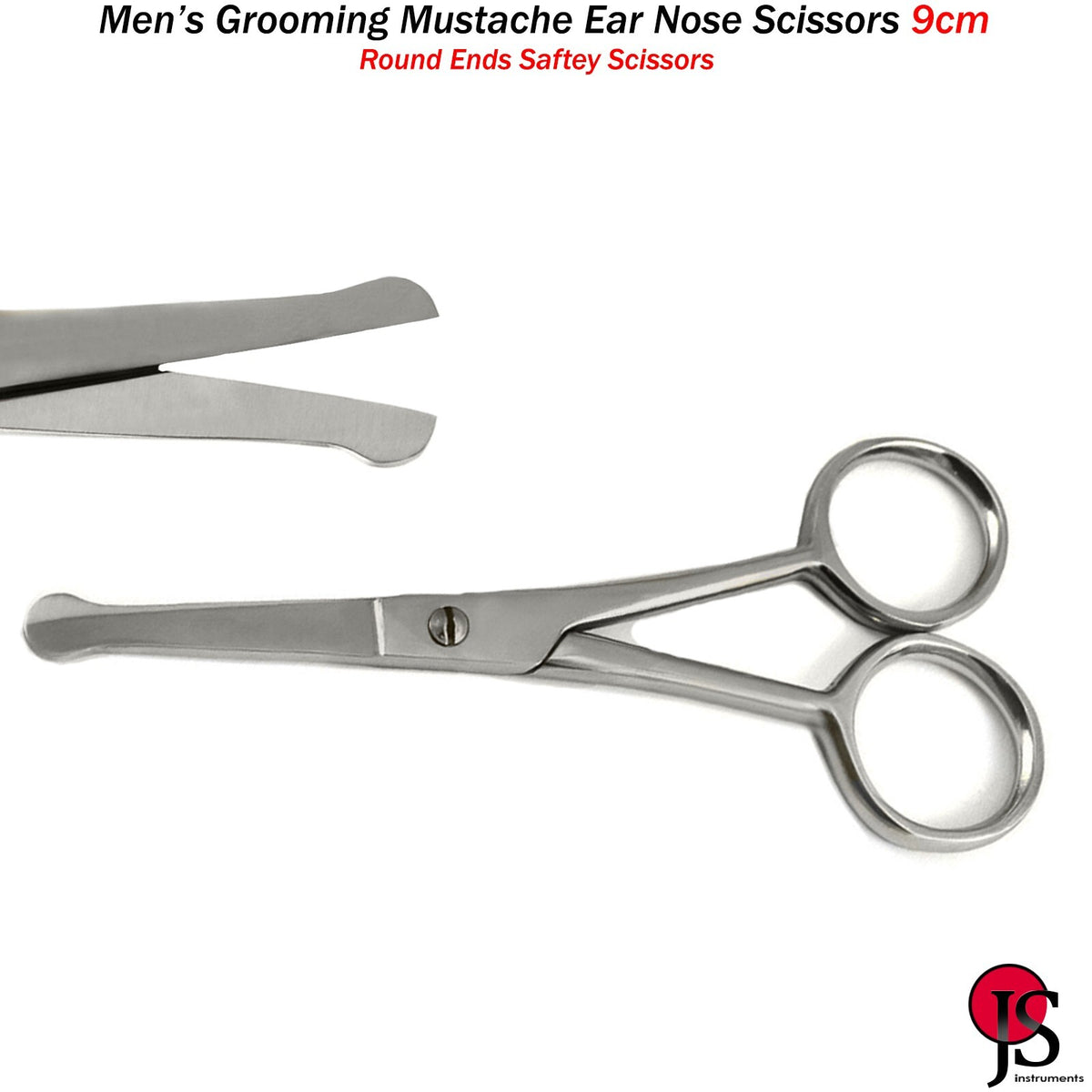 Men's Nose Hair and Beard Grooming Scissors - Stainless Steel, 9cm