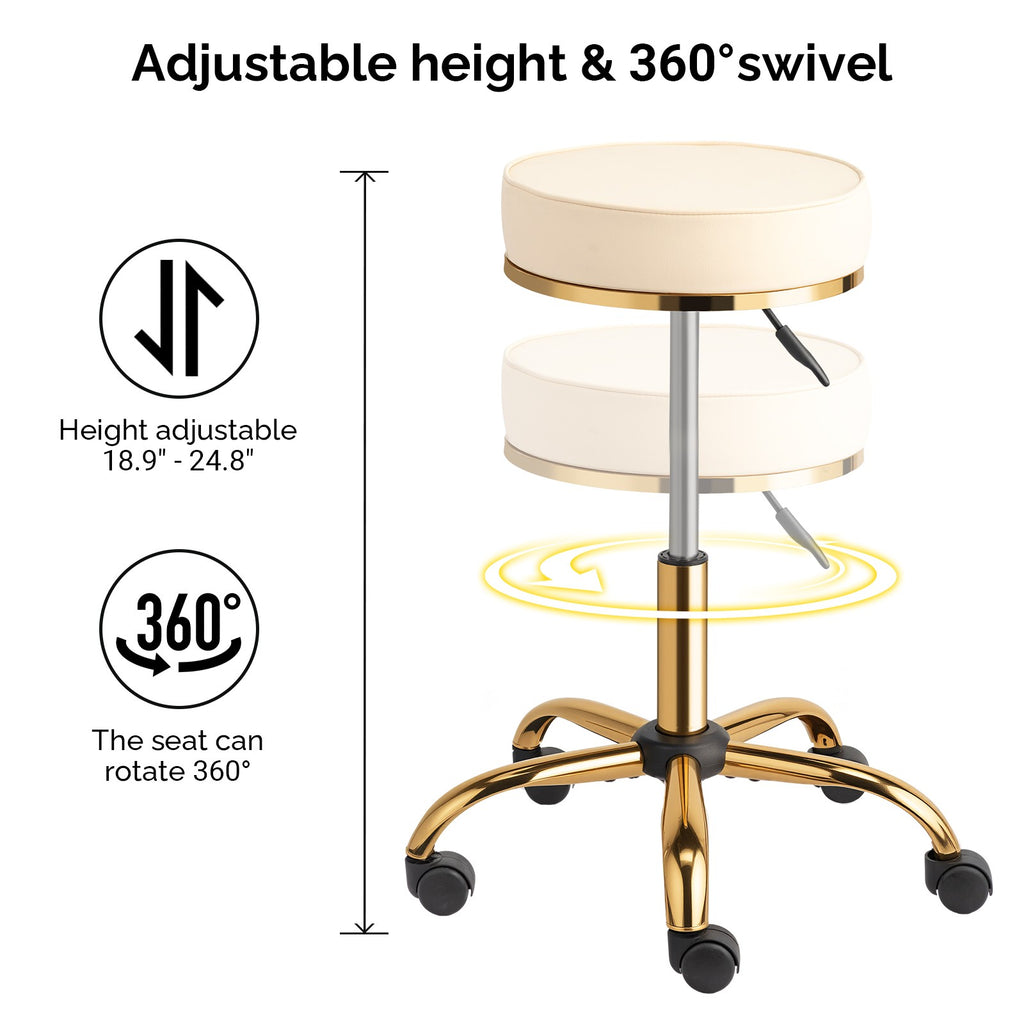 Swivel Salon Stool with Wheels - Adjustable Massage & Vanity Chair