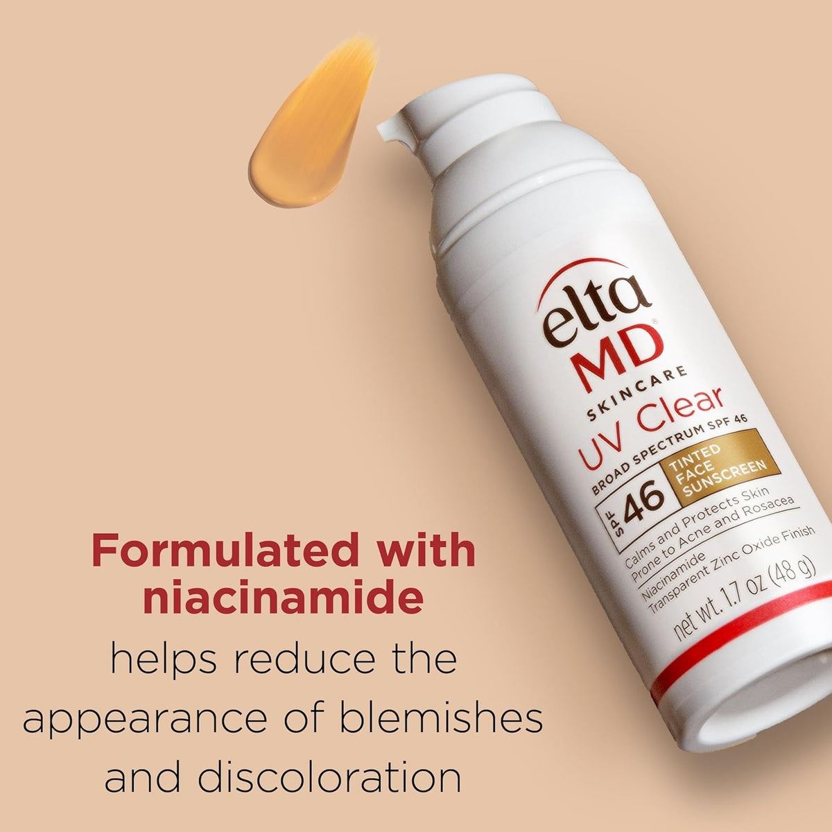 EltaMD SPF 46 Tinted Facial Sunscreen - Broad Spectrum, Acne & Rosacea Safe 1.7oz