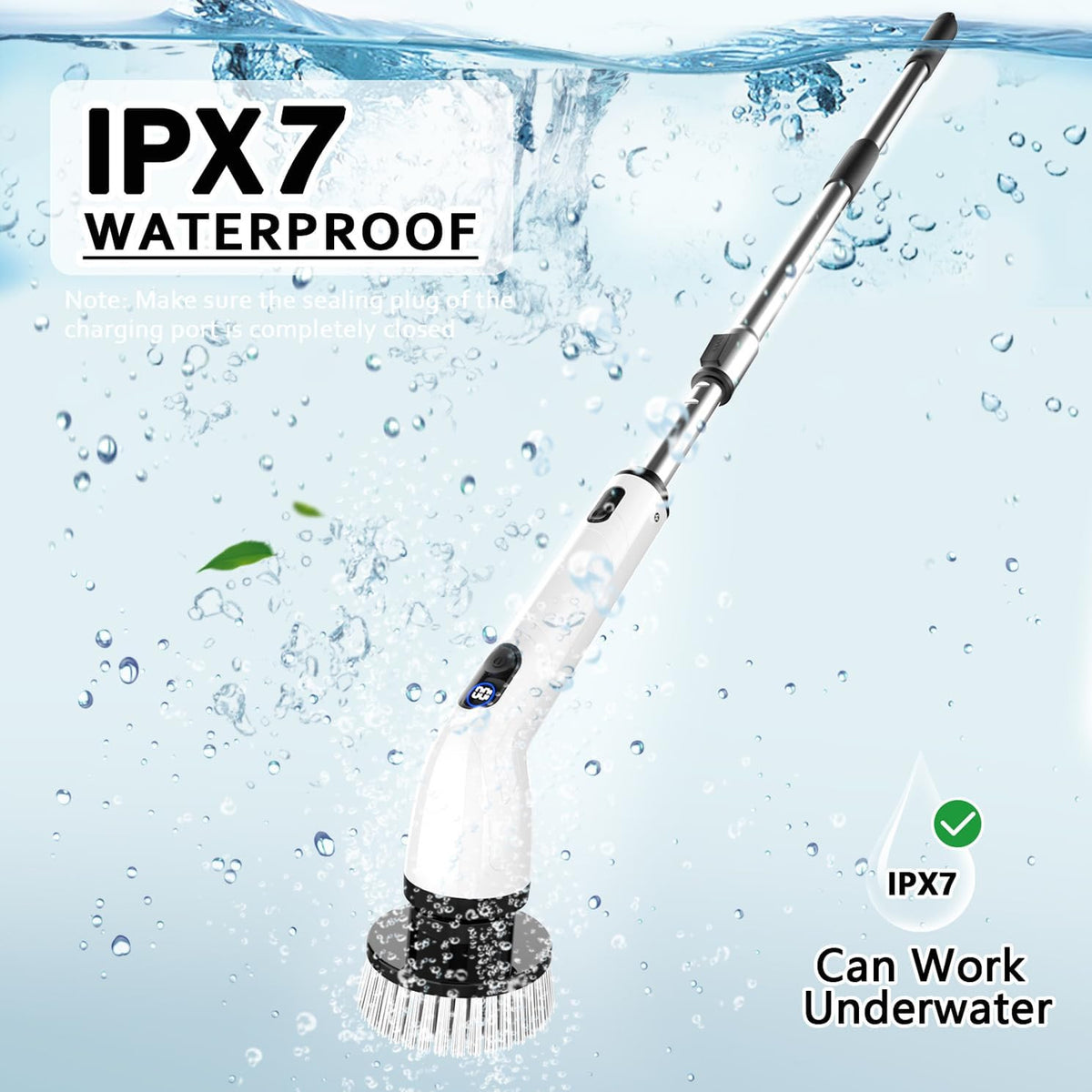 Electric Spin Scrubber Waterproof Bathroom Cleaning Tool with 4 Heads